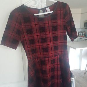Plaid red A line mini dress
